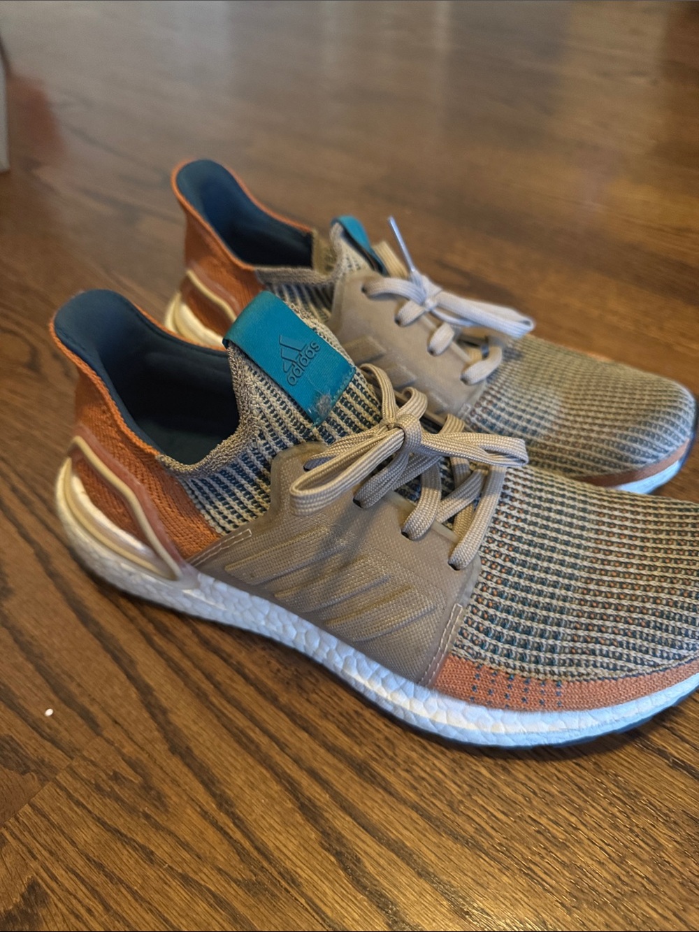 Adidas Ultraboost Running Shoes - Beige & Orange, teal